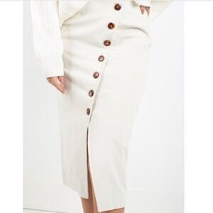 Karina midi skirt with asymmetric side buttons